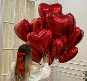 Доставка шаров Екатеринбург — 15 сердец с гелием