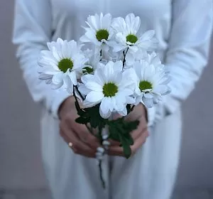 Букеты с хризантемами — Хризантема ромашка белая