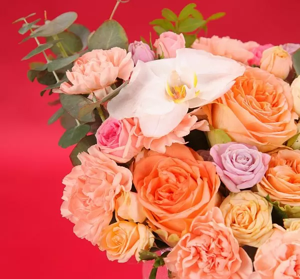 Коробка с цветами sparkling magic (Роза кустовая 50 см и Фисташка) | Картинка №3