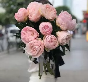 Букет из розовых цветов — 9 розовых пионов