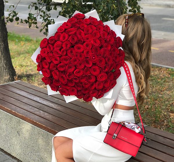 Букет из красных роз | Изумительный нежный подарок | 101 цветок | Картинка №3