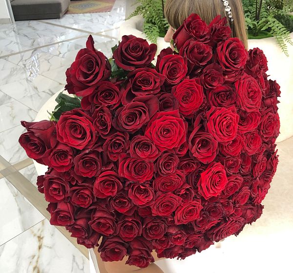 Букет из 101 шикарной высокой красной розы  №2